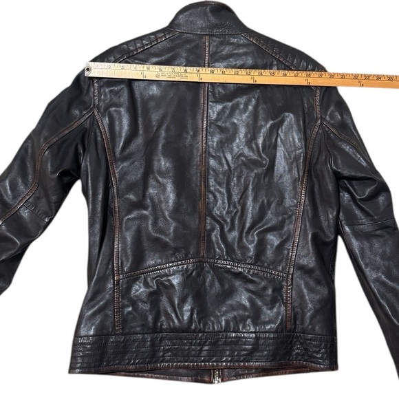 MISSANI Le Collezioni Brown Leather Jacket Coat Lambs Size M Moto Soft Oversized - Picture 8 of 8